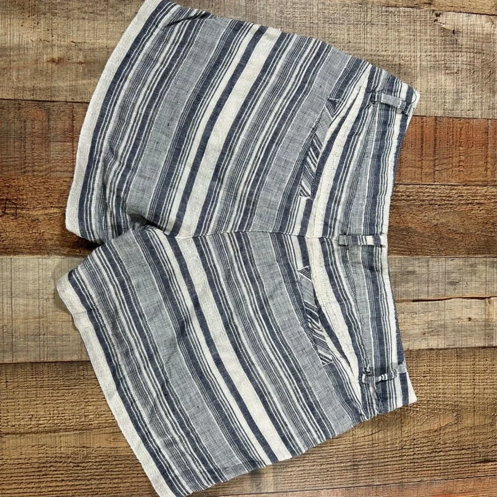 Artisan NY Womens Blue White Striped Linen Shorts 4 Casual Summer Coastal Resort